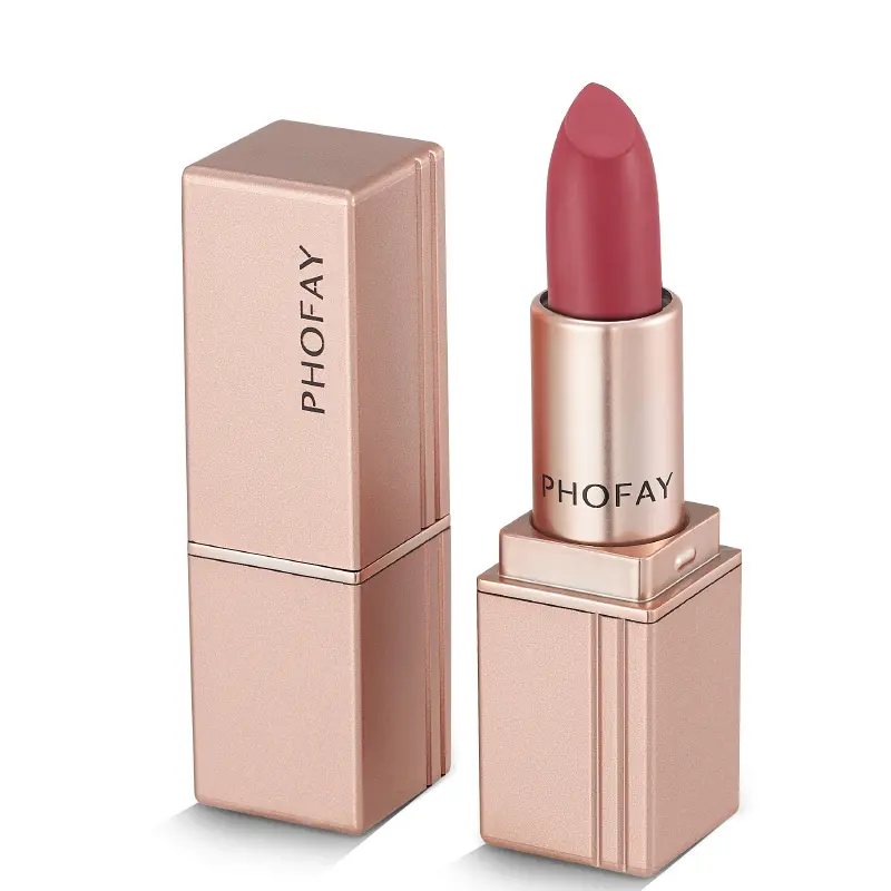 PHOFAY Matte Satin Lipstick Lip Balm Lip Stain Peel Off Lip Combo Compact Makeup Cosmetic Long Lasting Moisturizing Easy To Apply Non Stick Cup Lip Color for All Day Wear Gloss Coffee