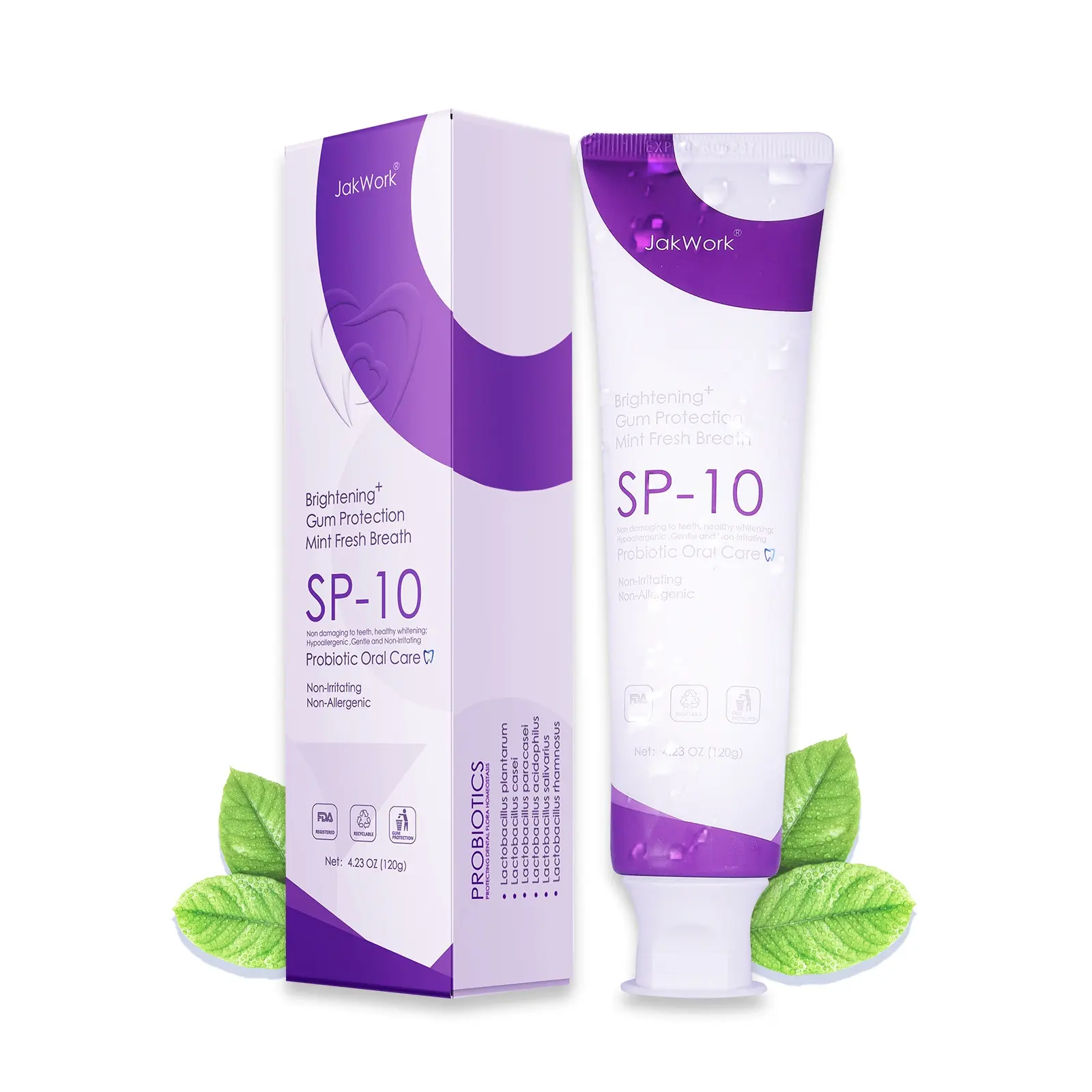 JAKWORK Upgraded SP-10 Probiotic Whitening Toothpaste, Mint Flavor Brightening Deep Cleaning Breath Care Toothpaste, Fluoride-Free Anticavity Teeth Whitening Product, Plaque Remover, Enamel Protector for Family Oral Care, Brightening Toothpaste, Teeth Whi