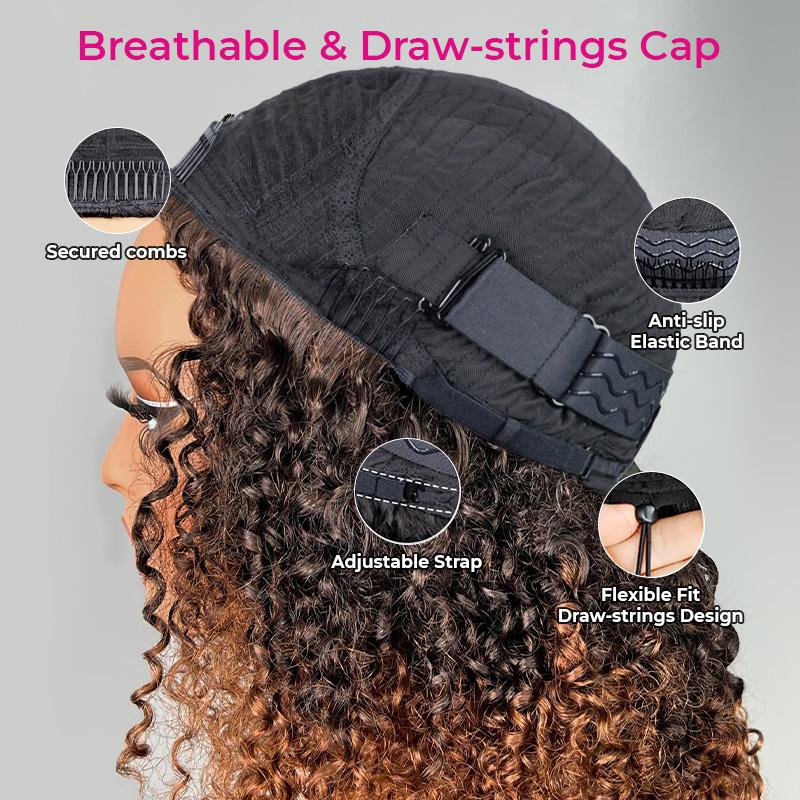 [WEAR GO HALF WIG] ISEE HAIR Wear Go Half Wig Kinky Curly Layered Curly Pre-Styled Unisex Draw-strings Cap Flip Over Wig for Easy Styling & Secure #TikTokShopHolidayHaul  Fit#halfwigtok#TikTokShopBacktoSchool#iseehairbeauty#FallFreshness