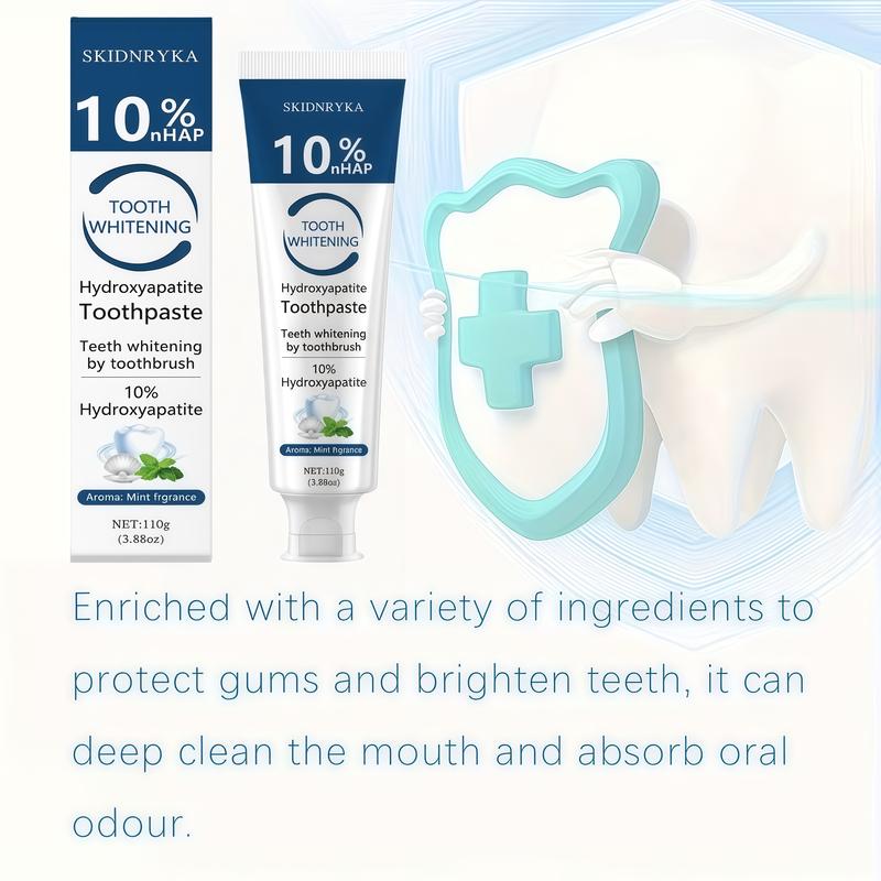 10% Hydroxyapatite Toothpaste - 1/2/3pcs, Refreshing Mint Flavor, Easy Stain Removal, Gum Care, Teeth Cleaning & Whitening, Long-lasting Fresh Breath, Enhances Your Smile, Family Oral Health, Essential for Oral Care, Whitening Toothpaste