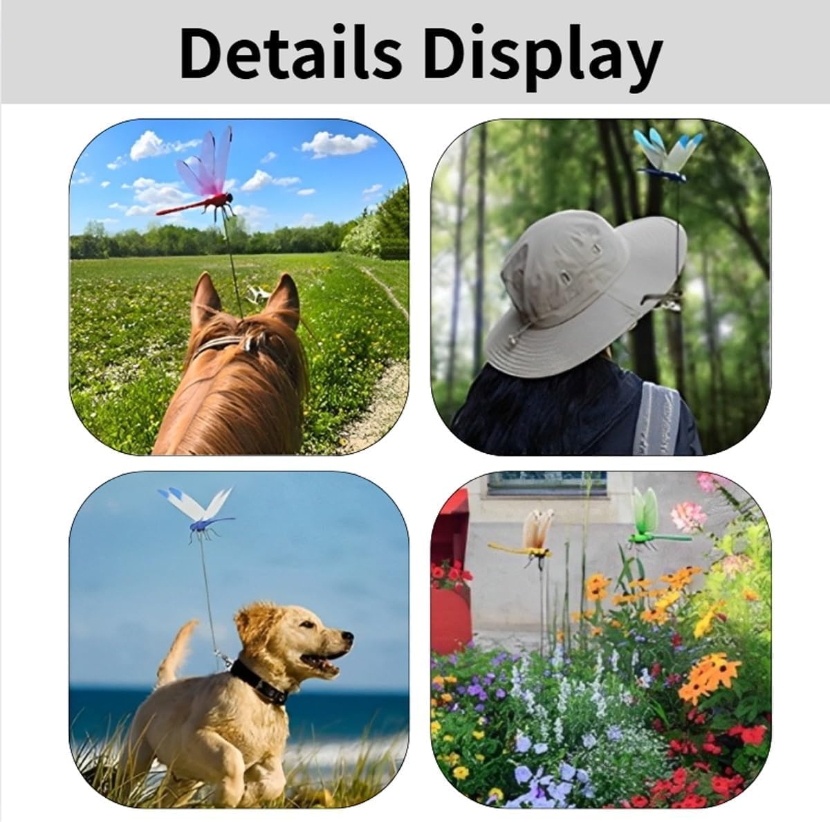 Whimsical home decor,12PCS Outdoor  Dragonfly Rod Clip, Garden Metal Dragonfly Clip. Natural Organic Concept, 3D Dragonfly Garden Decoration, Creative Home Accessories