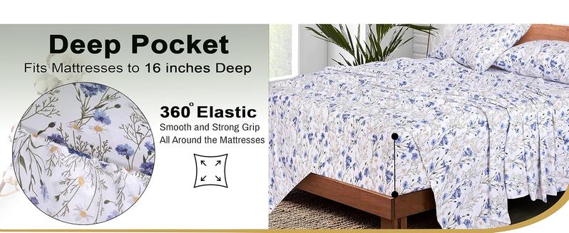 Ruvanti 100% Cotton Percale Sheet Set – Ultra Soft Hotel-Quality Bedding with Deep Pockets, Breathable, Elegant Design, Soft Touch, OEKO-TEX Certified