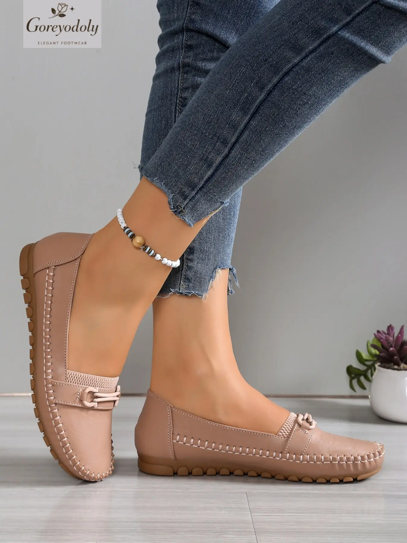 Women's Flat Loafers, Elastic Band for Easy On/Off, Versatile Casual Walking Shoes, All-Season Anti-Slip Soft Sole, Soft Soled Shoes, Easy to Clean, Fall Casual Shoes, Daily Wear Shoes