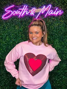 Red Sequin Heart - Hot Pink Chenille Heart Sweatshirt
