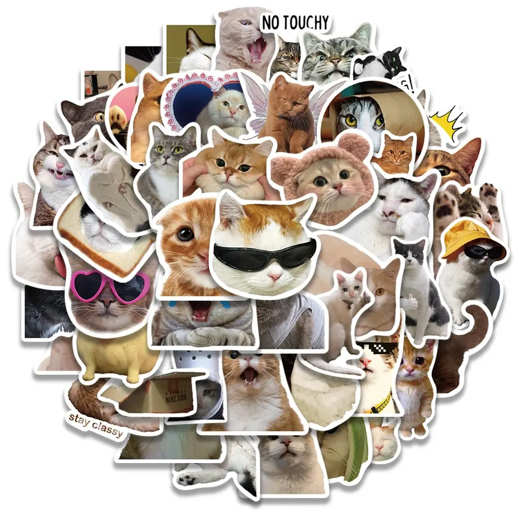 200 Pcs Cat Stickers, Funny Cat Meme Stickers, Cute Kitten Decals for Laptop Water Bottles Phone Guitar Luggage, Waterproof Vinyl Decals for Adults Kids Teens Boys Girls
