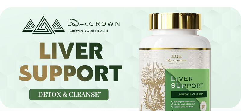 Dr. CROWN Liver Support Supplement for Detox & Cleanse with Milk Thistle, NAC, ALA & Turmeric - 120 Capsules
