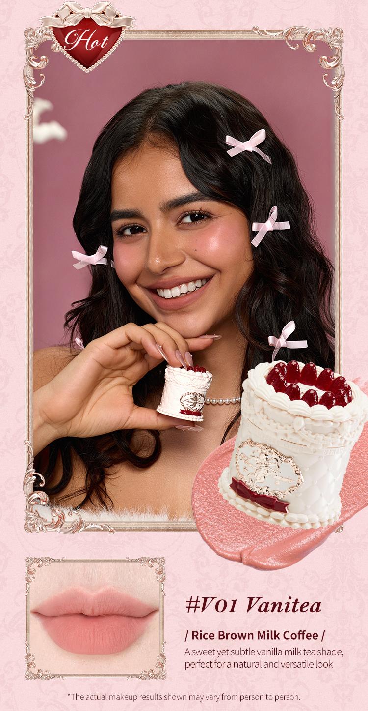 Flower Knows Strawberry Cupid Collection Cake Lip Cream, Smooth Matte Lip Cream, Long Lasting, Non-Stick Cup Lip Clay, Smudge Proof, High Pigment, Moisturizing, Summer Makeup Gift, Makeup Beauty Cosmetics