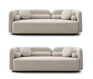 2PS,  Pieces Luxury Modern Couch for Living Room, Boucle Fabric Upholstered Comfy Couch for Apartment Home Office, 3 Seater, Light Beige