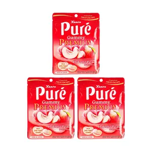 KANRO Pure Gummy Peach Heart Shape 54g x 3 Pack - IVE Wonyoung's Favorite Japanese Sour Candy, No.1 , Refreshing & Chewy
