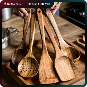 Wooden Utensils Set, 5/10pcs Non-stick Cooking Utensils, Kitchen Utensils Set for Home Use, Kitchen Gadgets,  Household Items Handles Stirring Nonstick Spatula Wok