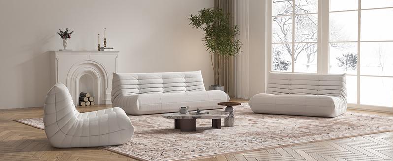 Togo Sofa for Adults 1/2/3 Seater Bean Bag Chair Sofa Fireside Chair Lazy Sofa Chair with High Density Comfortable Foam Modern Bean Bag for Living Room Bedroom Office Beige Beanbag Cushion Beanbag Lounger