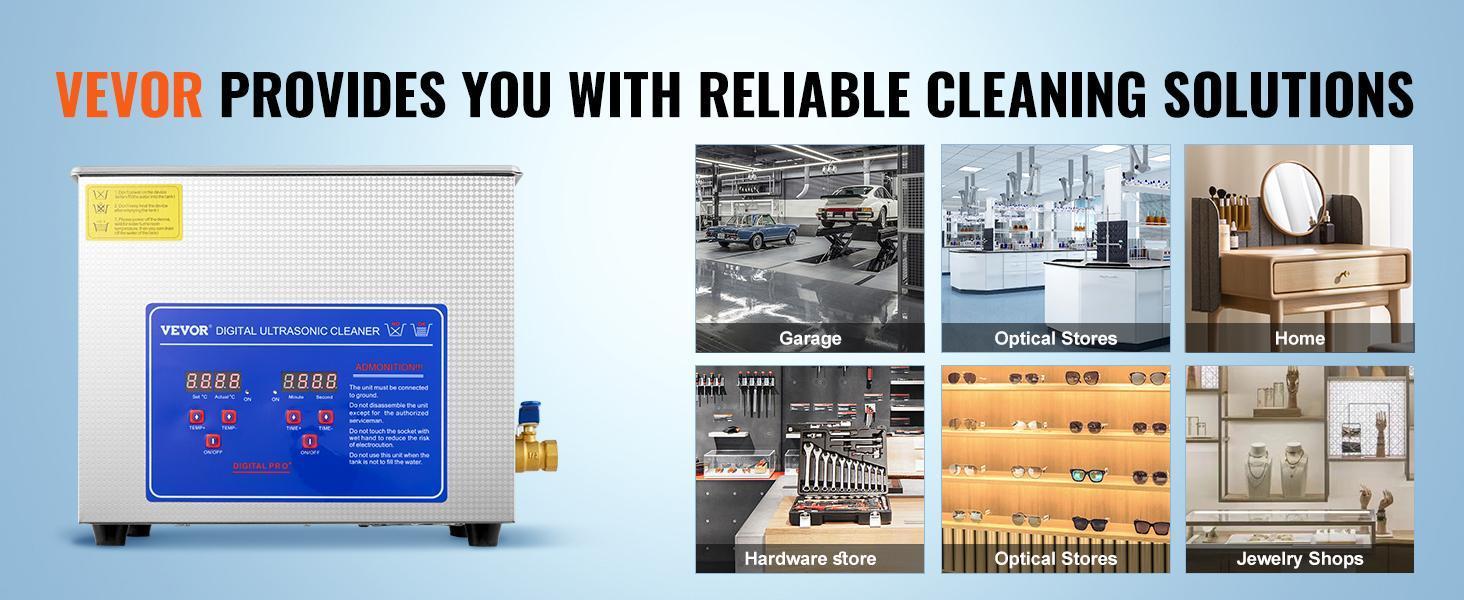 VEVOR Ultrasonic Cleaner for Professional Cleaning - Digital Timer & Heater, 40kHz Frequency and Stainless Steel Industrial Sonic Cleaner for Jewelry, Glasses, Watches, and Small Parts