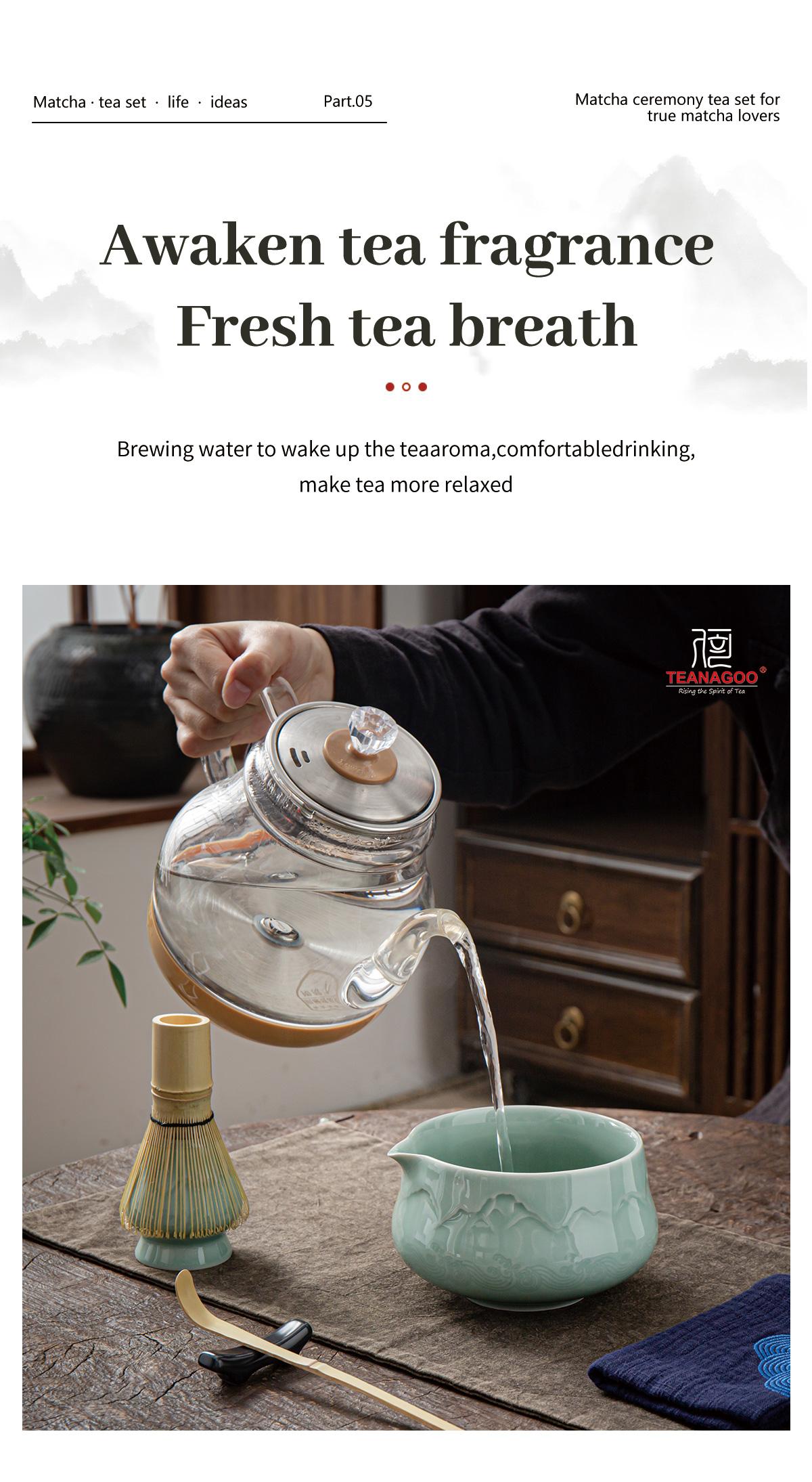 TEANAGOO Christmas Blue Matcha Set 7-Piece Matcha Kit with Gradient Ceramic Bowl Bamboo Whisk Scoop & Sifter Cozy Holiday Gift for Tea Lovers