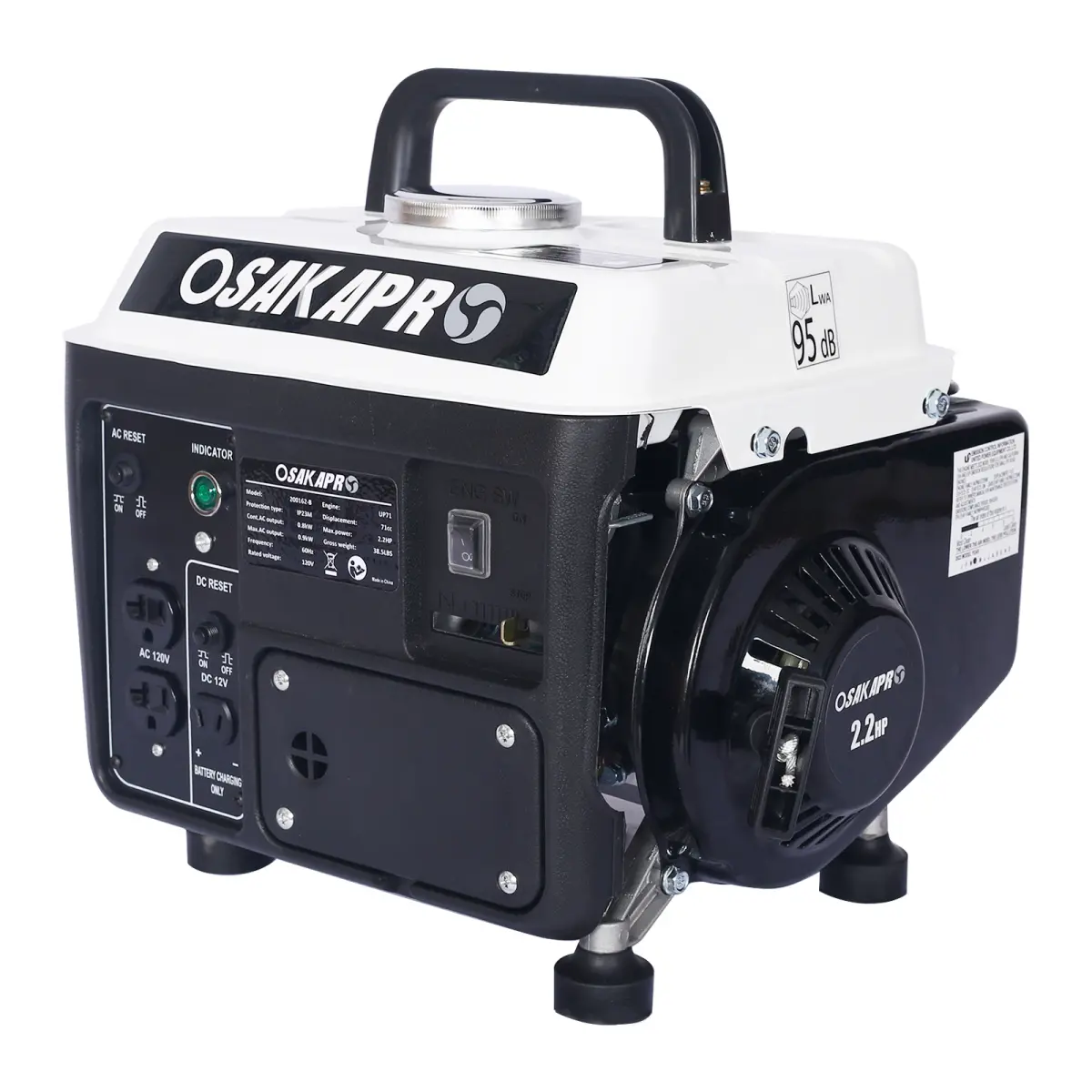71cc 2-Stroke Gasoline Power Generator - 800W Rated, 120V/60Hz, Portable with Portability Aid, Low Noise, EPA Compliant for Home Use, Camping, Tailgating