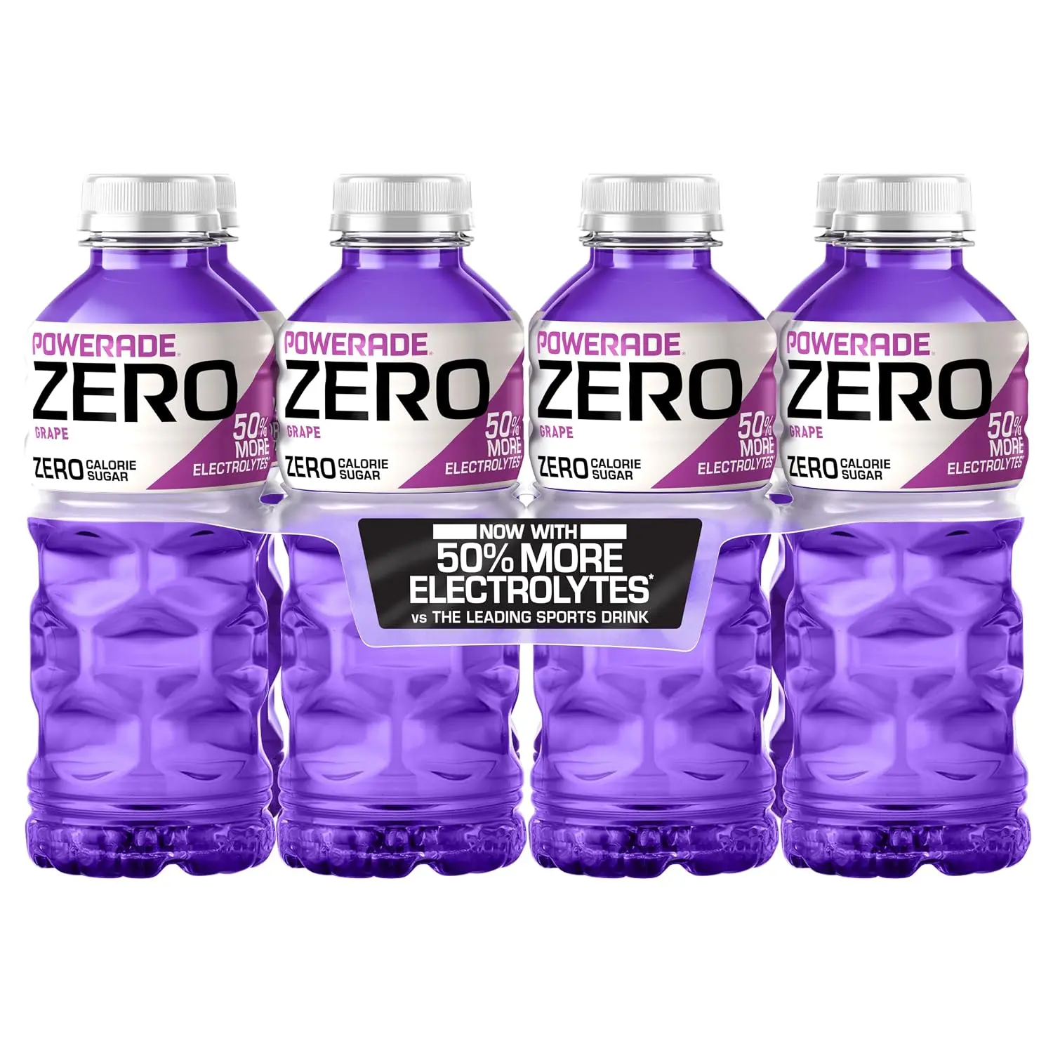 Sugar-Free Grape Electrolyte Energy Drink - Water-Based, 20 fl oz Plastic Bottles, Pack of 8, 50% More Electrolytes Than Leading Brand (Per 12oz Serving)*
