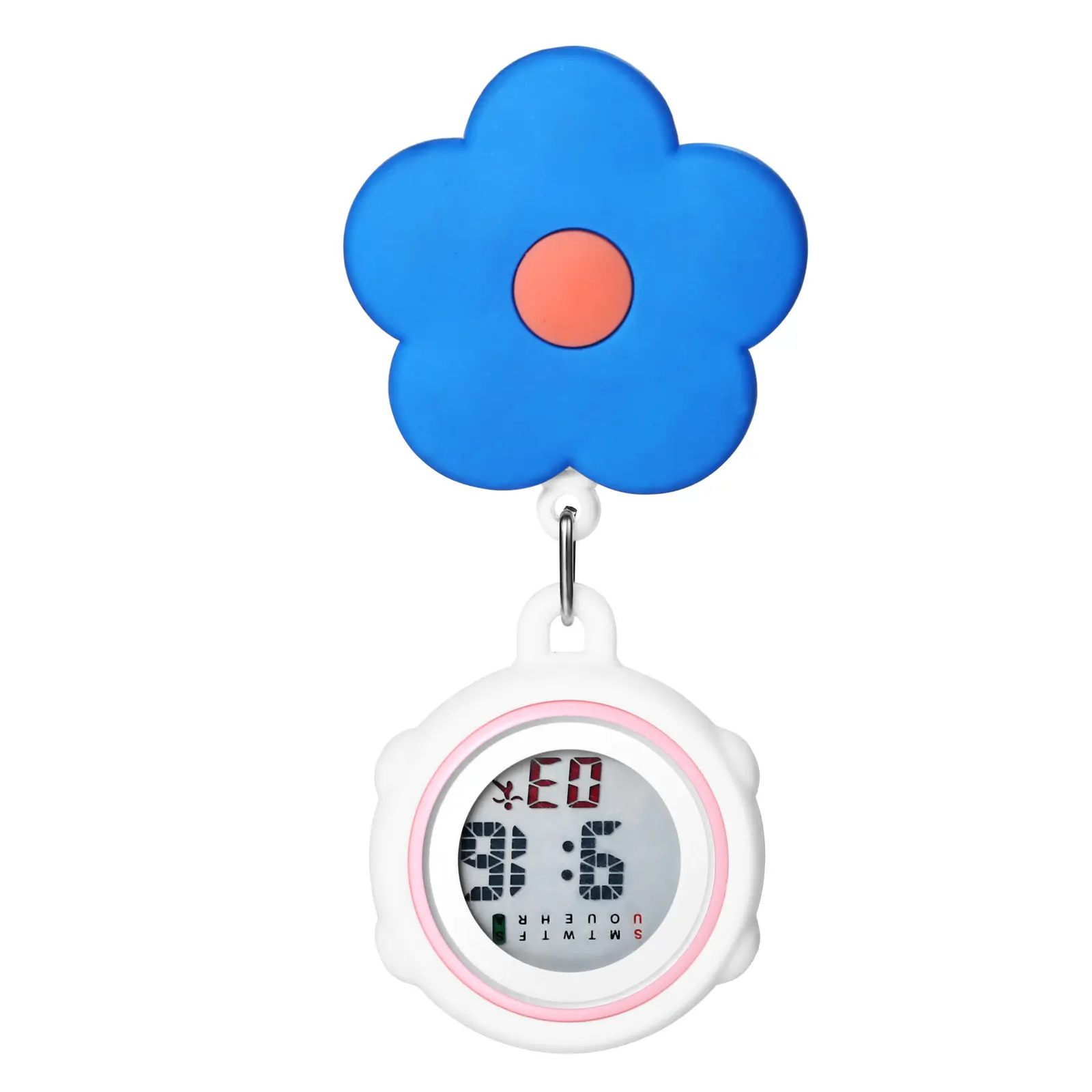 OIDEA Nurse Watch, Retractable Flower Silicone Digital Multifunctional Fob Watch with Alarm, Timer, and Stopwatch, Digital Multifunctional Watch