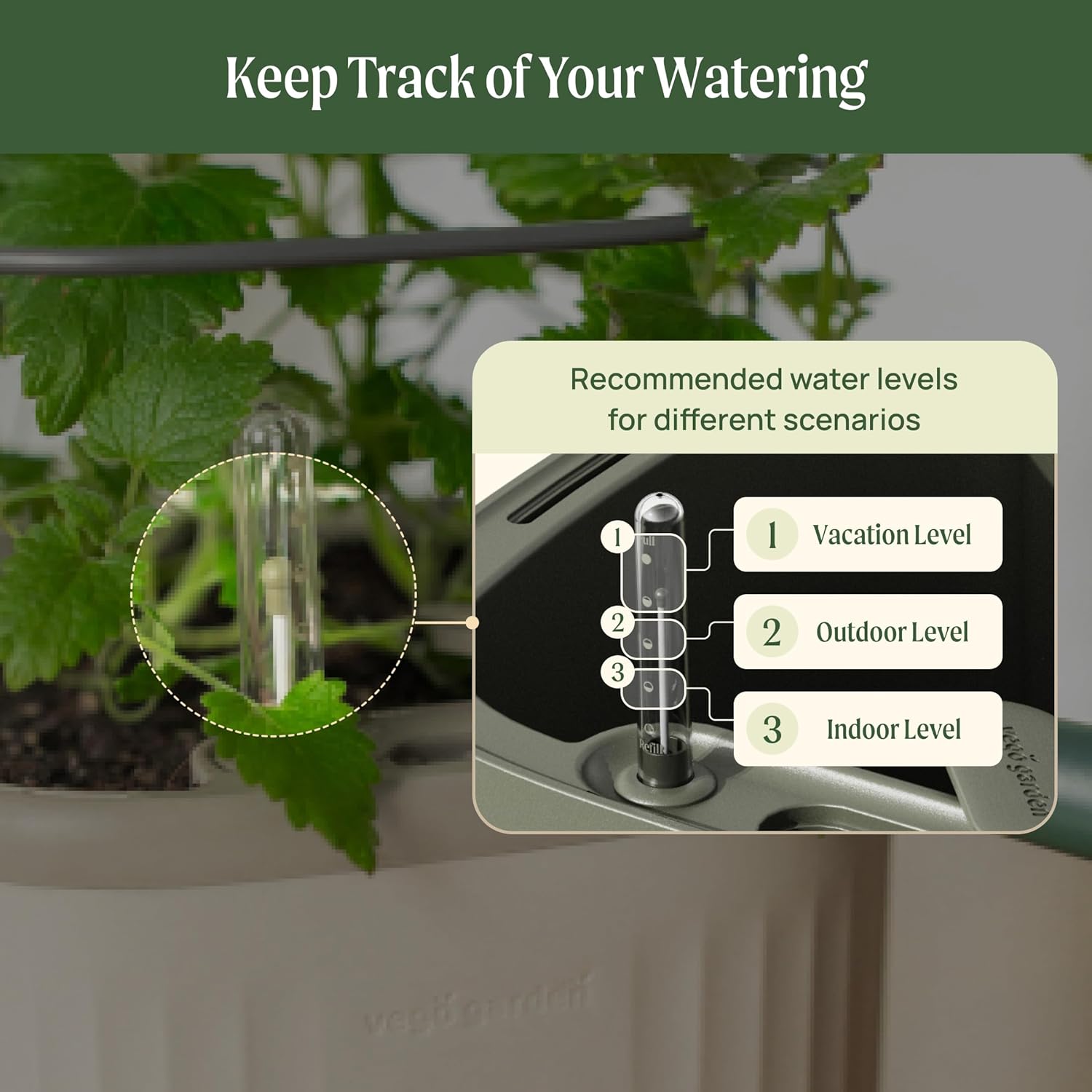 Vego Garden Mini Planter Indoor Pots with Trellis Self-Watering Herb Countertop Planter for Climbing Vegetables Flowers Mint Plants Cage 1.1L Water Storage 15-Day Watering System