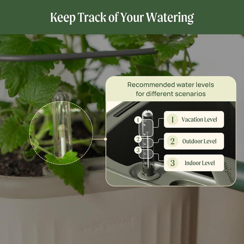 Vego Garden Mini Planter Indoor Pots with Trellis Self-Watering Herb Countertop Planter for Climbing Vegetables Flowers Mint Plants Cage 1.1L Water Storage 15-Day Watering System