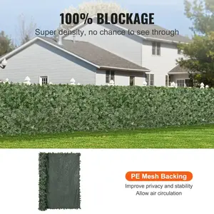 VEVOR Artificial Ivy Privacy Fence Screen, 39-96 x 72-198 in Faux Ivy Vine Leaf Hedges Fence, Greenery Privacy Fence with Mesh Cloth Backing, Green Wall Decoration for Outdoor Garden, Yard, Balcony