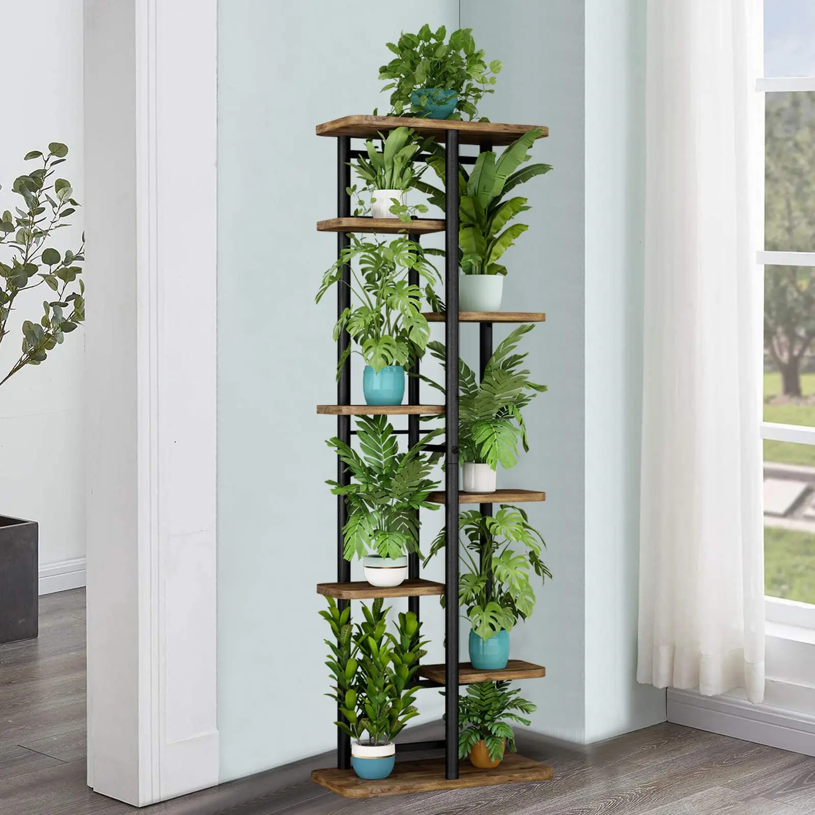 8 Tier 9 Potted Summer Vibes Plant Stand Multiple Flower Pot Holder Shelf Indoor Outdoor Planter Rack Storage Organizer for Patio Garden Corner Balcony Living Room,Suitable as a  gift