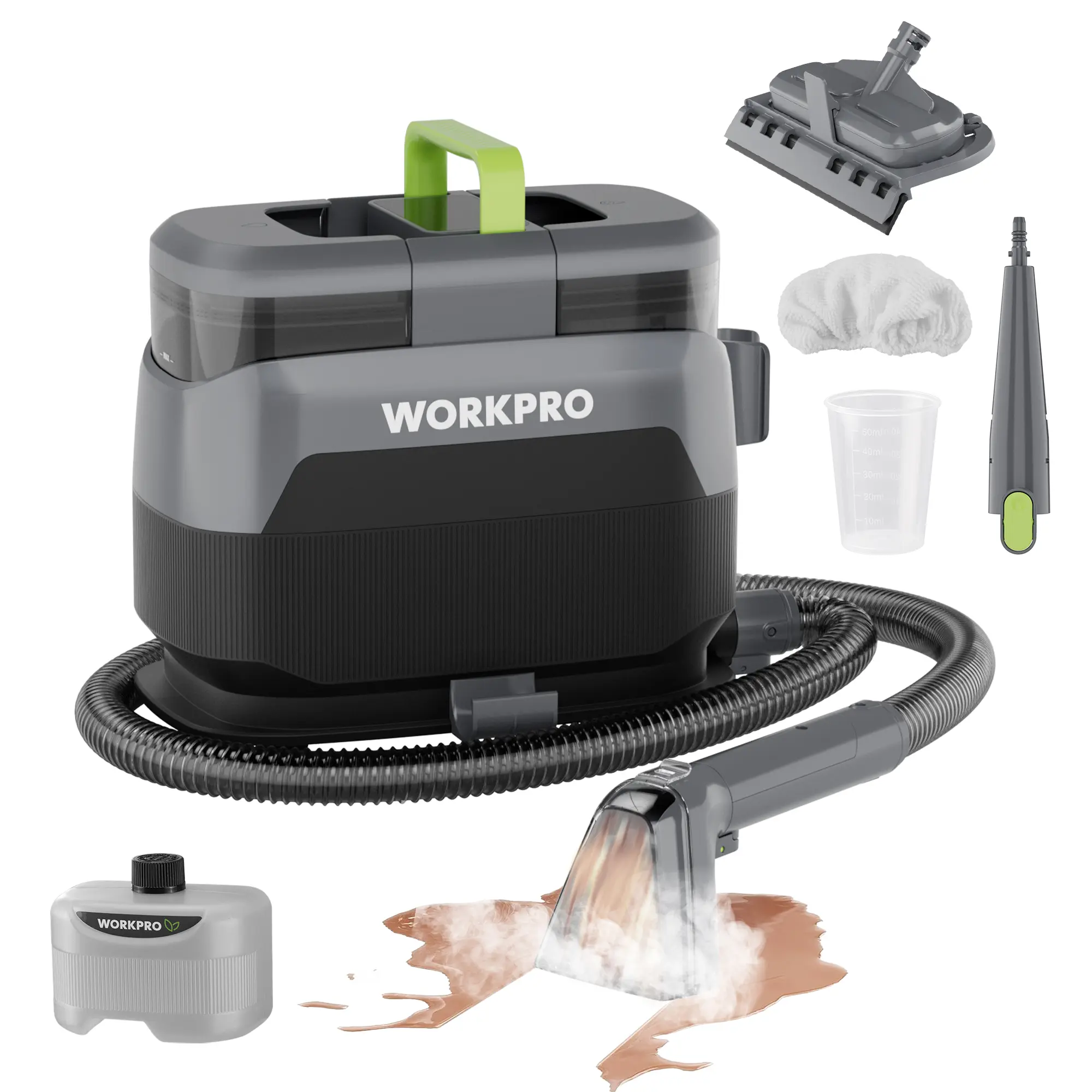 #BacktoSchool WORKPRO Steam Portable Carpet and Upholstery Cleaner, 16KPa Upholstery Cleaner Machine with Steam & Heating System, 4 Cleaning Modes & Versatile Tools, Spot Cleaner for Pet Stains, Couch, Car Seat