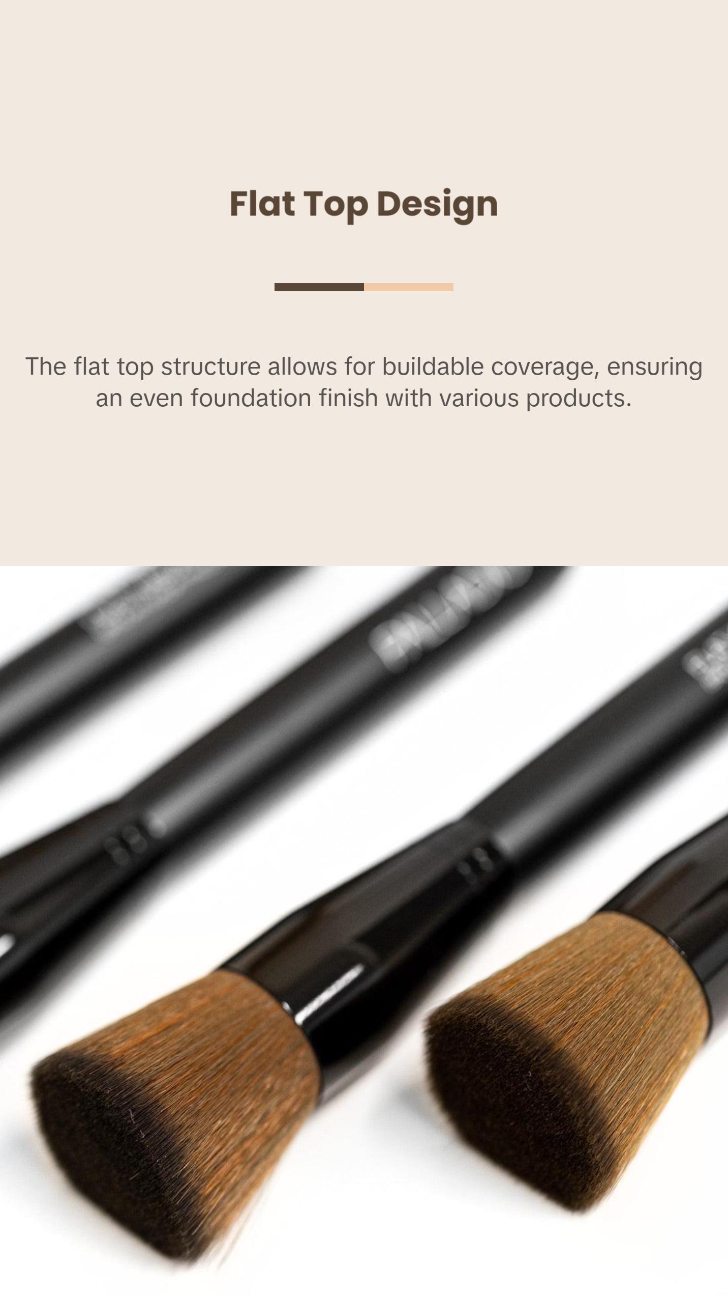 Palladio Flat Kabuki Brush, Professional Makeup Brush for Foundation, Face Blush, Powder, Cream, Contour & Highlight, Synthetic Bristles Provide Buildable Coverage for a Natural Even Looking Finish