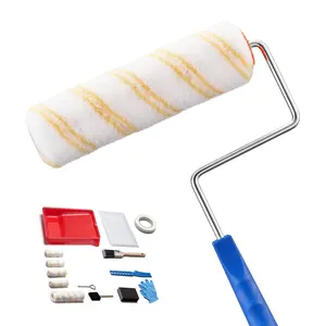 Professional-Grade 19-Piece Painting Roller Set (19 pcs, 2.5 lbs, 14.6x11.7x3.0 in/370x295x75 mm) - Includes 4" & 9" Rollers with 3/8" Nap, Frames, Covers, Tray for Wall Painting