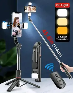 tripod selfie Phone Stand with Ring Light & Bluetooth Speaker – Adjustable Tripod for phone and tablet Video Recording & Live Streaming Portable