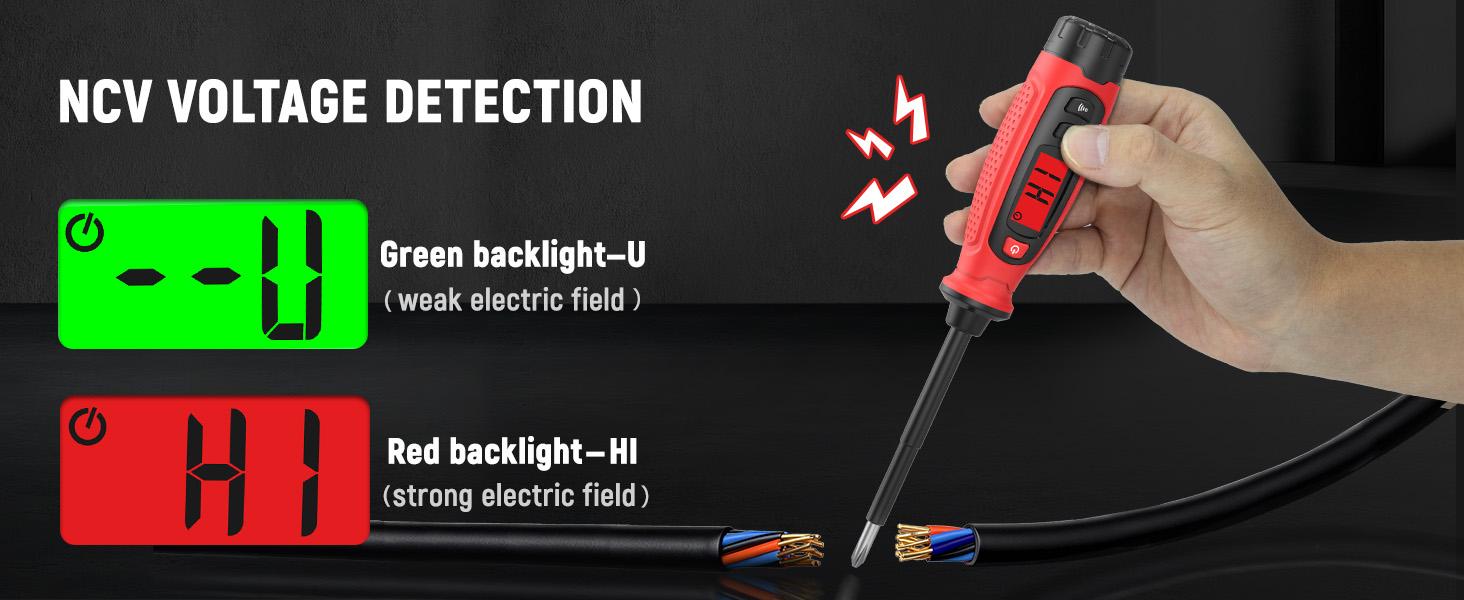 KAIWEETS Voltage Tester with Screwdriver, NCV Function, AC 3V-500V With LCD Alert Display, Live Wire Test, Wire Breakpoint Finder, Audible Alarm, Portable Electrical CircuitDetector Tool for Home & Pro Use, For DIY enthusiasts