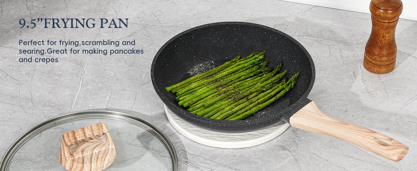 SODAY 12pcs Pots and Pans Set Non Stick Kitchen Cookware Sets Induction Cookware Nonstick Granite Cooking Set with Frying Pans, Saucepans, Kitchenware,stock up on specials,Valentines Day gifts