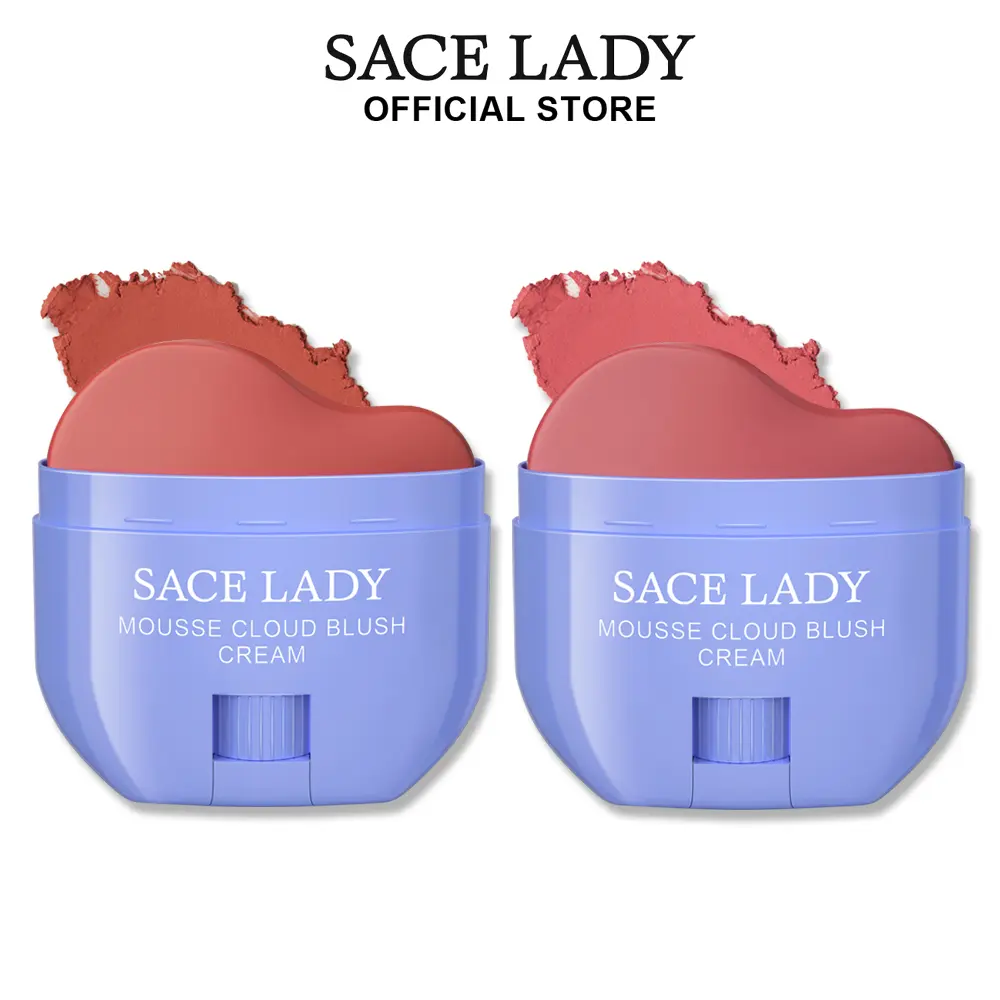 SACE LADY Cosmetic Makeup 2-Piece Blush Cream Set - 0.31Oz Each, Rich Pigmentation, Natural Finish, Non-Drying, Smooth Synthetic Formula, Easy Blending, Suitable for All Skin Types, Includes Blush & Highlighter