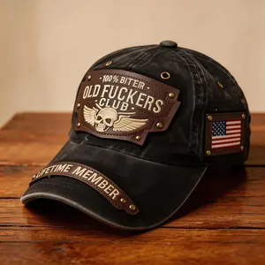 100% Bitter Old Club Lifetime Member Washed Vintage Baseball Cap — Men’s Sarcastic, Funny Embroidered Hat Perfect for Dads and Grandpas | All-Season Comfortable Casual Headwear Ideal for Fishing, Golfing, Errands, and Weekend Hangouts
