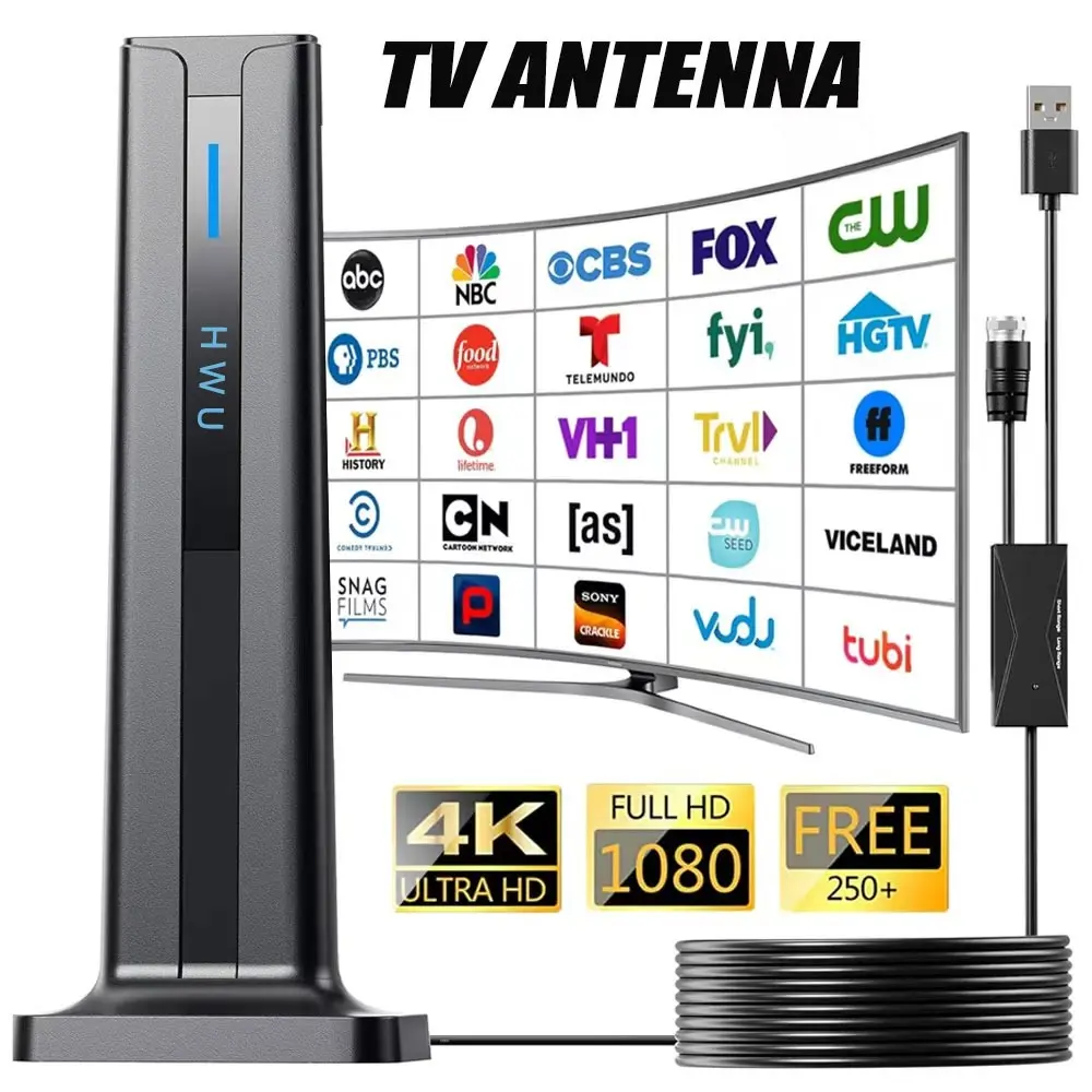 TV Antenna for Indoor Smart HDTV Antenna for Local Channels With 5M Cable And 3M double-sided tape base ,Amplified Signal Booster For 1080p TV and All Older TV's