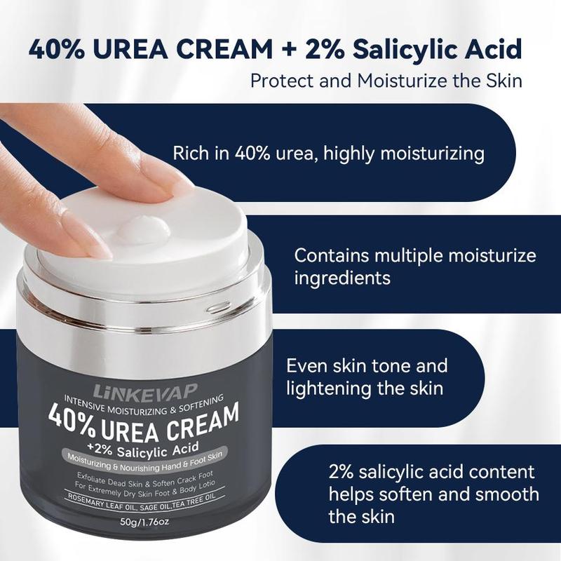 LINEKVAP 40% Urea Cream 2% Salicylic Acid  Foot & Hand Cream with Hyaluronic Acid Tea Tree & Aloe Vera for Deep Moisturizing & Callus Removal