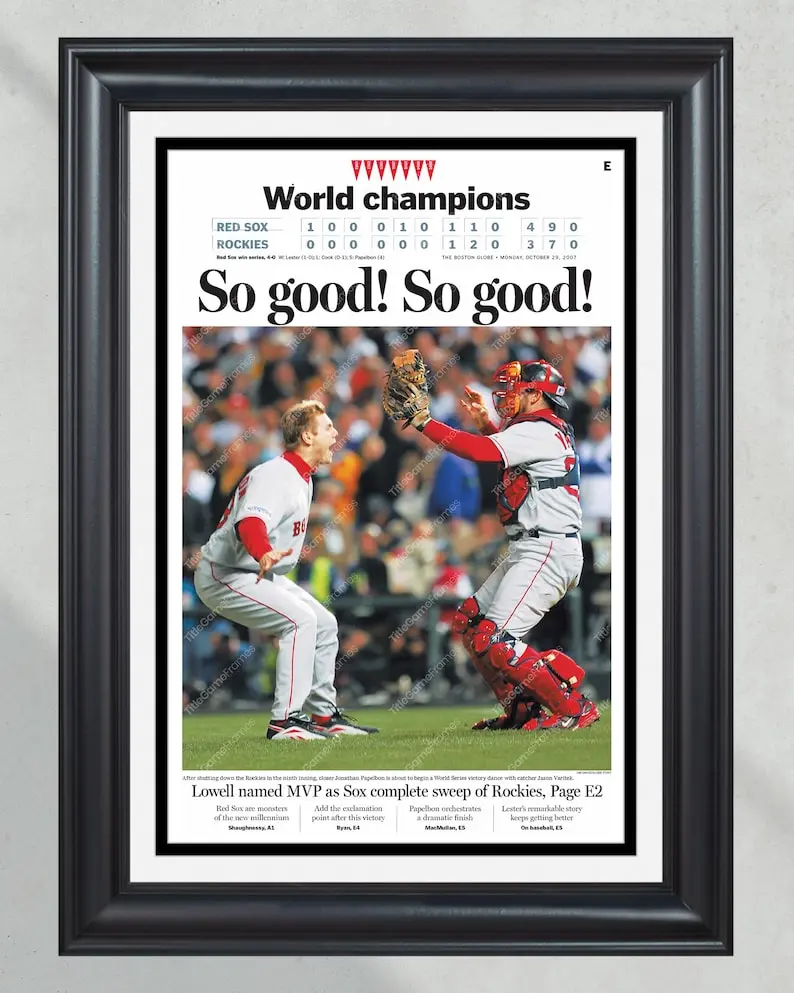 2007 Boston Red Sox World Series Champion Framed Newspaper - 'So Good!'