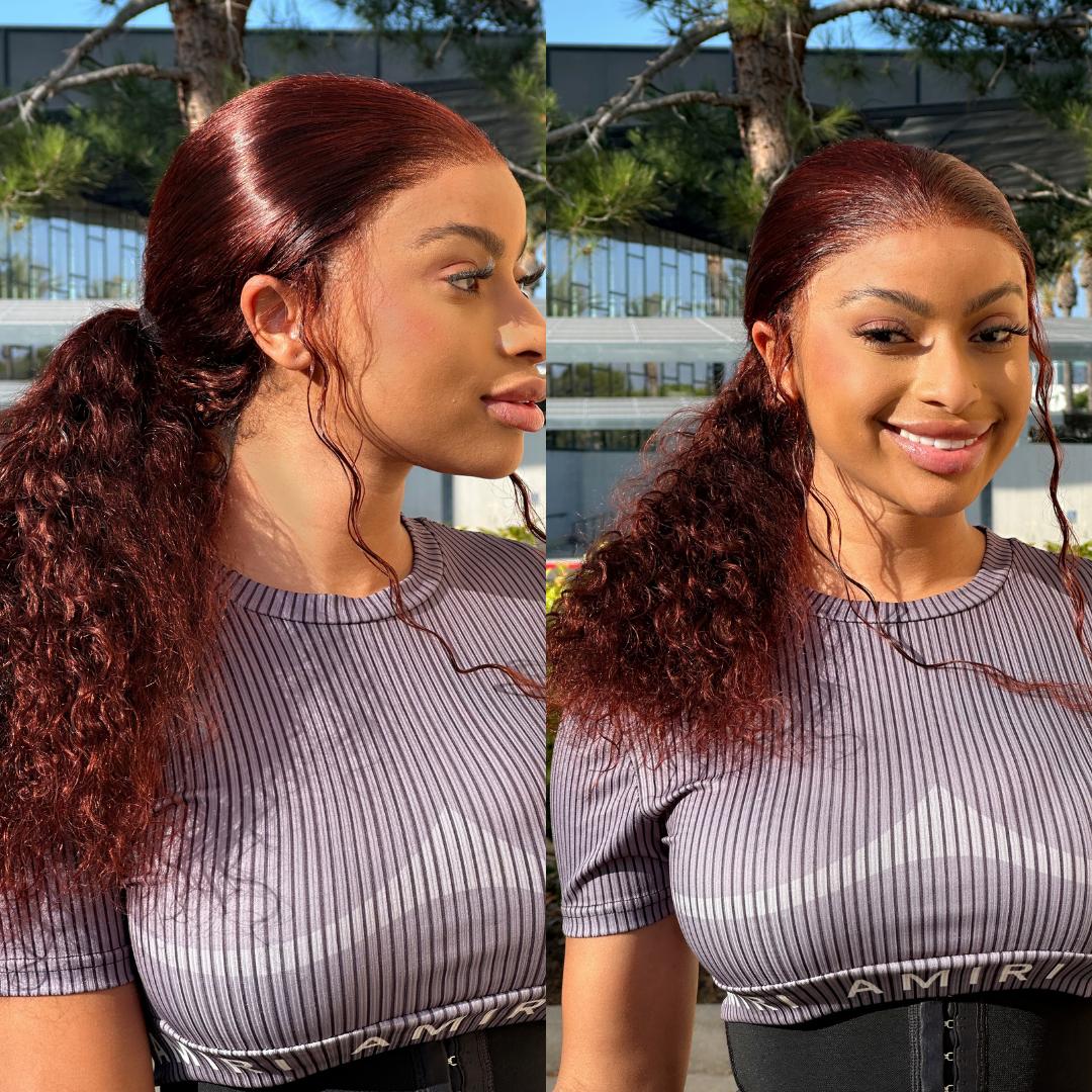 Nadula Reddish Brown Jerry Curly Human Hair Wig with Pre-Cut Lace Glueless and Pre-Plucked Beginner Friendly 7x5 Lace Closure Wig TikTokShopStockUp