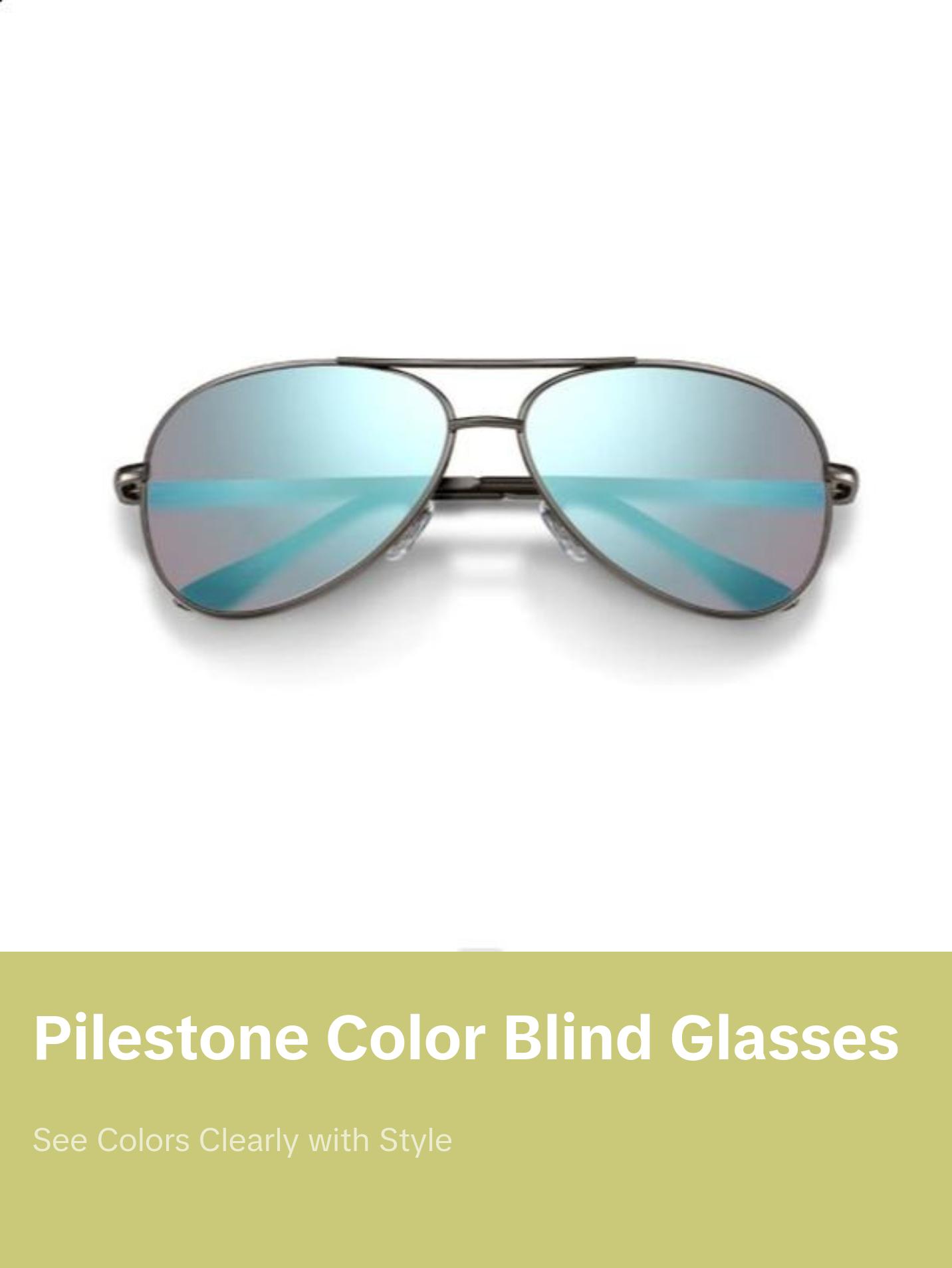 Pilestone Color Blind Glasses TP-006 Lens A Aviator Style for Medium Red-Green Deficiency Indoor & Outdoor Female & Male
