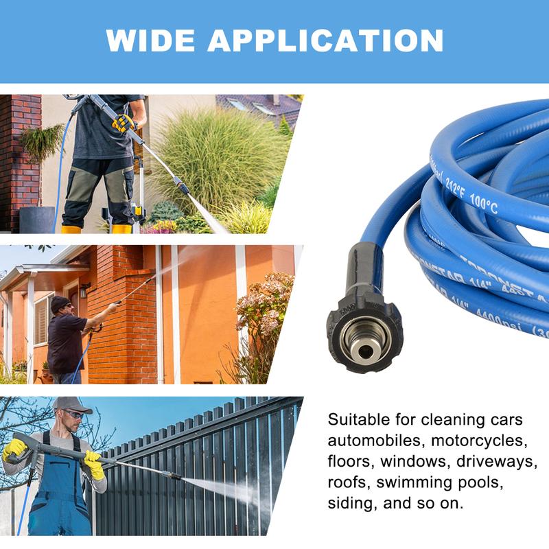 15M/50FT High Pressure Washer Hose Anti-Kink, Blue/Purple 4400 PSI Flexible Kink Resistant Power Washer Hose Replacement, 1/4" Quick Connect Pressure Hose Extension, Compatible with M22 Fittings