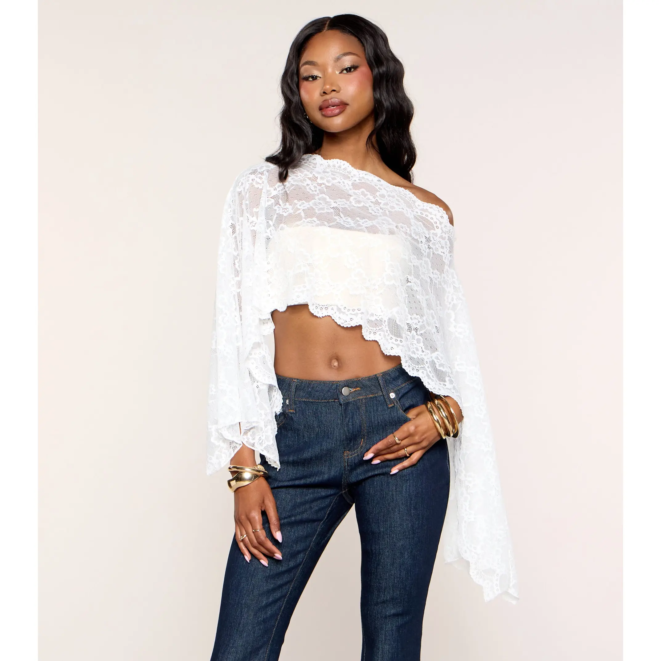 Layered Allure Sheer Lace Poncho