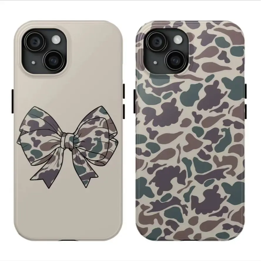 Vint age Duck Camo Couple iPhone Cases , Duck Hunting Gift, Matching Phone Cases- For iphone 17 pro case 16 max plus air 15 14 13 & For Samsung Galaxy S25 S24 Ultra Galaxy A15 A16 5G Tough 2-piece Phone Case Durable Protection