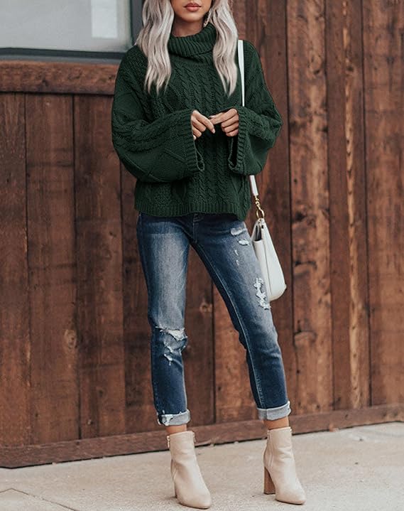 PrettyGarden Womens‘ ’Fall Sweaters Oversized Chunky Cable Knit Turtleneck Long Sleeve Winter Pullover Sweater Tops