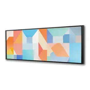Pictorem C1FC16482R8R0W 16 x 48 in. Geometric Cadence - White Framed Canvas Wall Art for Home Decor