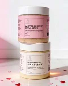 Travel Size Organic Papaya Mango Body Butter + Coconut Citrus Scrub Gift Set l 4 oz ea