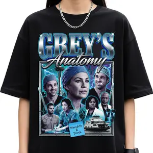 Grey’s Anatomy Vintage Graphic T-Shirt – Meredith & Derek Retro Medical Drama Fan Tee