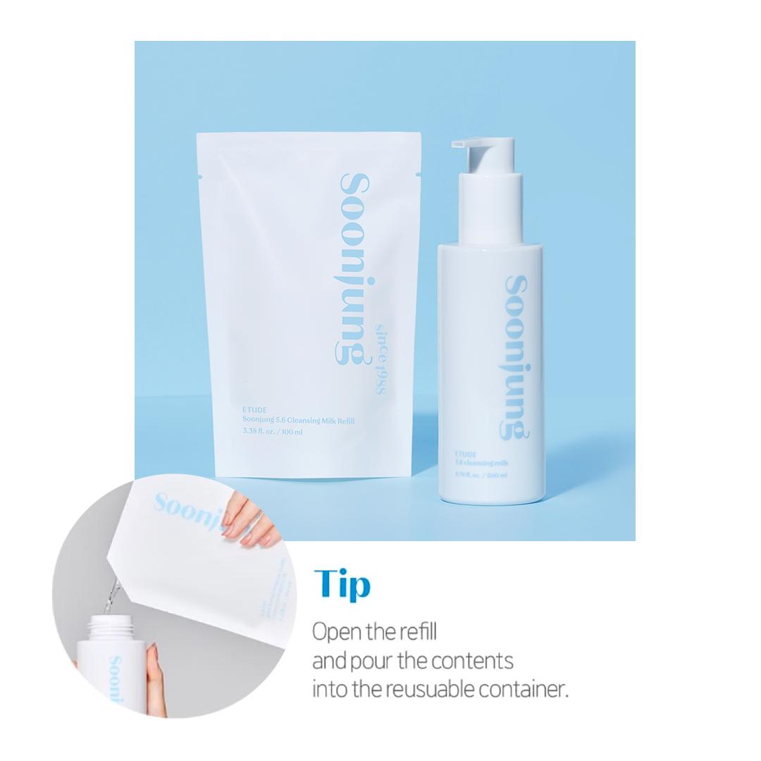[ETUDE Official] Soonjung Cleansing Milk 6.8 fl oz (200ml) + 3.4 fl oz (100ml) Set | Gentle Hydration-Retaining Cleanse | Soothes Sensitive Skin | pH-Balanced Comfort