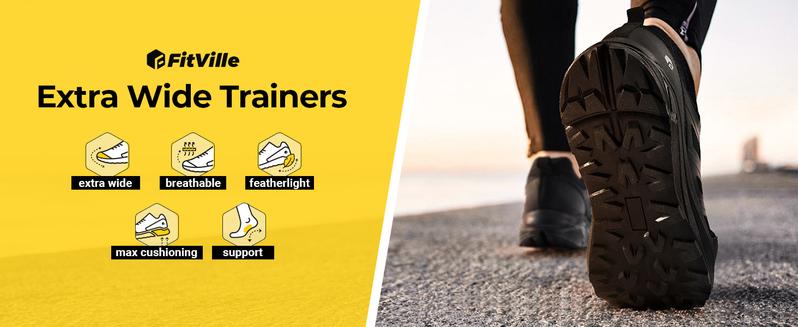 FitVille Men's AllTraction Trail Shoes V1 wide fit outdoor shoes rave shoes High Instep Breathable Mesh Eva Insole Lightweight mens shoes Outdoorfun