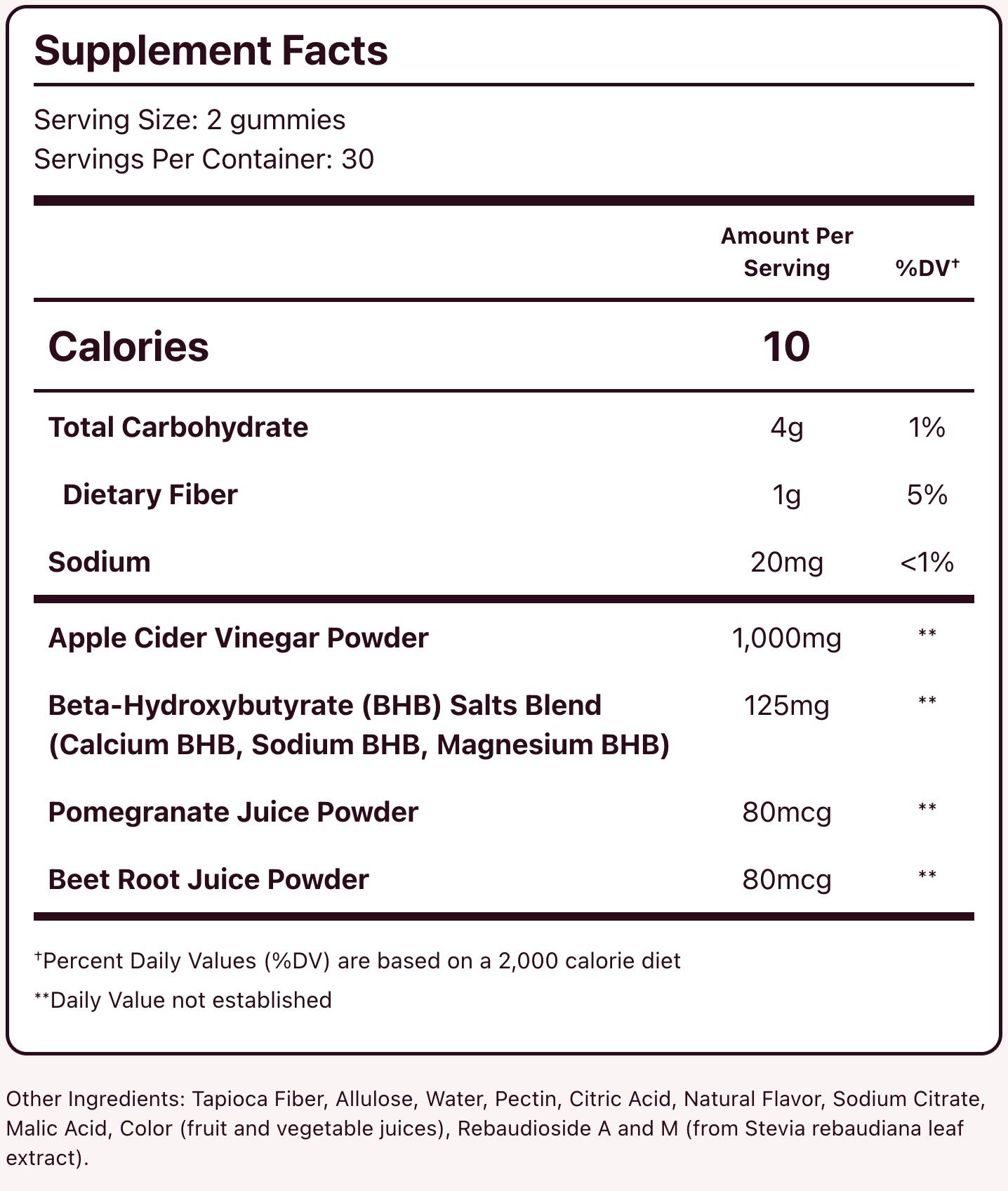 Flat Tummy Sugar Free ACV Gummies - Keto & Vegan - Apple Cider Vinegar Powder & BHB Salts Blend - Edible Supplement Gut Health Healthcare