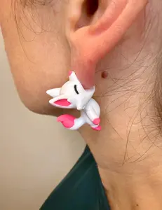 Kitsune Chomper Earrings | Fox Spirit Jewelry | Anime Style Earrings | Mythical Fox Dangles | Cute Fantasy Earrings | Japanese Kitsune