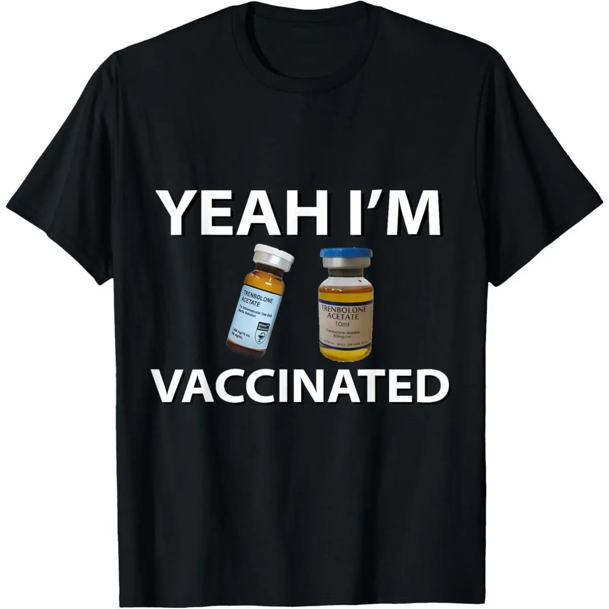 Unisex Soft Cotton Short-Sleeve Gym Top - Funny "Tren Vaccinated" Graphic, Loose-Fitting Bodybuilding T-Shirt, Gym Wear, All Seasons Streetwear Casual Apparel for Men, Relaxed Cut, Funny Graphic