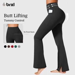 BRXL 30" High-Waisted Flare Yoga Leggings Women's Sports Flare Pants Fitness Wear with Pockets Seamless Front  Mini Flare Yoga Pants Suitable for Gym Workout   #OutdoorFun